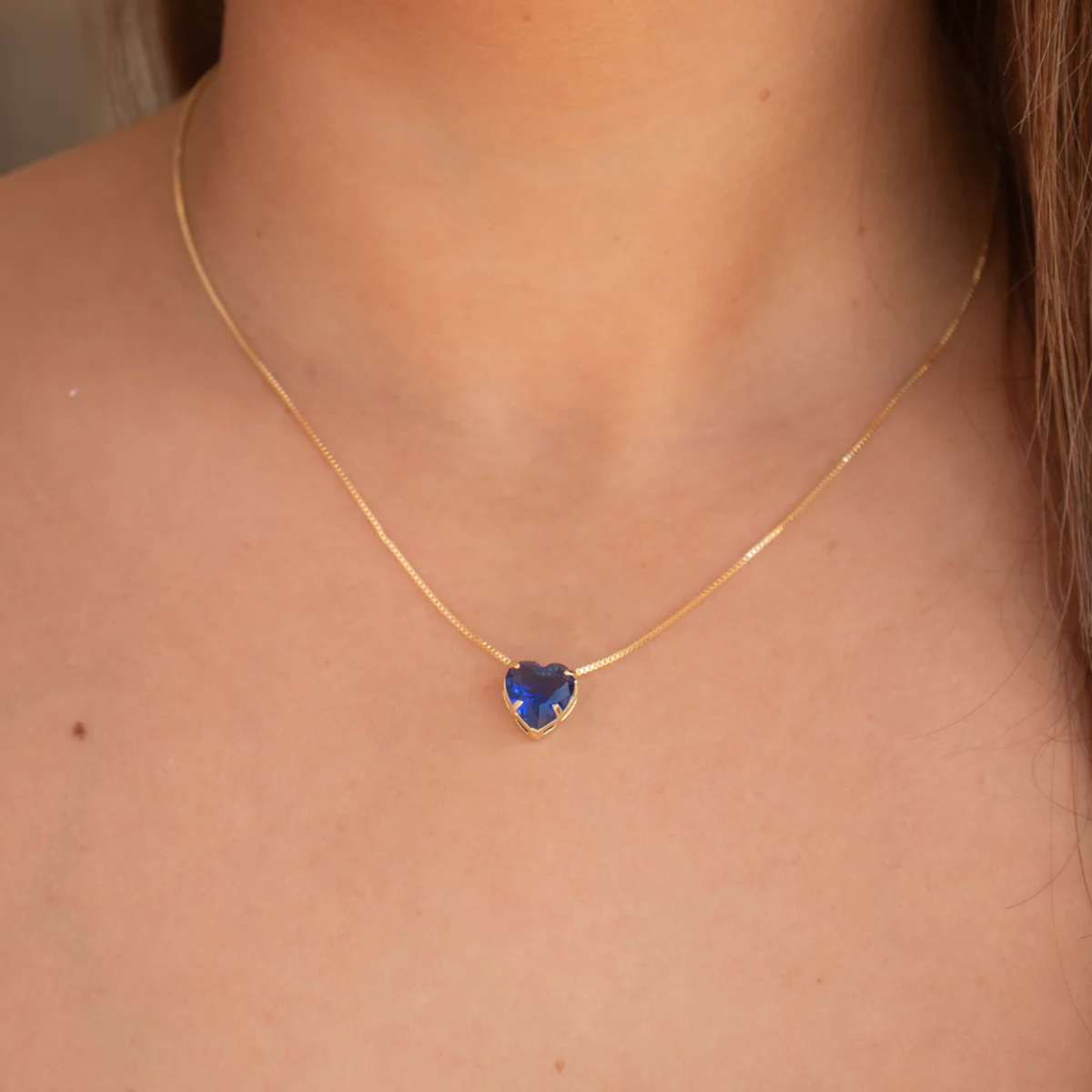 Conjunto colar e brincos  semijoia " coração " - Image 4